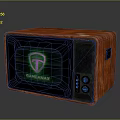 Vintage Retro TV With Wooden Case And Screen Displaying GAMEANAX Logo And Green Shield