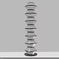 Modern Stacked Ring Floor Lamp With Gray And White Stripes For Interior Decor