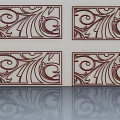 Four Elegant Swing Doors Featuring Intricate Scroll Patterns And Reflection