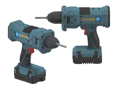 Professional Blue Cordless Drills Two Battery Powered Power Tools for DIY Projects 3d model