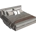 Modern Upholstered Double Bed With Minimalist Neutral Pillows And Blanket Design