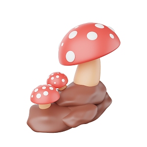 Mushroom wild mushroom red mushroom poisonous mushroom cartoon mushroom 3d model