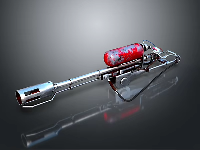 Modern Weapon Featuring Silver Barrel Red Component And Reflective Metal Structure 3d model
