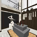 Fashionable Clothing Store Interior With Mannequins Clothing Racks And Display Areas