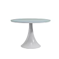 Modern Round Coffee Table with Glass Top and White Cone Shaped Base 3d model