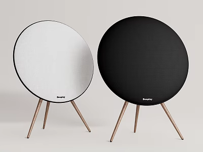 Elegant Black And White Round Wireless Speakers With Tripod Stands Modern Design 3d model