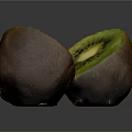 Fresh Ripe Kiwi Fruit Sliced In Half Showing Green Flesh Black Seeds And Yellow Center
