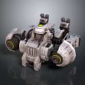 Sci-Fi Mechanical Vehicle Design With Armored Shell Multiple Wheels Yellow Green Accents 3d model