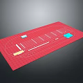 Red Mat Featuring Grid Pattern And Colored Sports Area Layout Design