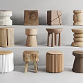 Collection Of Stylish Stools With Various Designs Shapes And Wooden Woven Materials For Home Decor