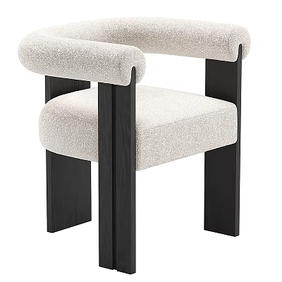 Modern Accent Chair With Upholstered Seat Backrest Armrest And Dark Wooden Frame 3d model
