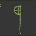 Ancient Metal And Wooden Weapon With Curved Head And Decorative Long Shaft