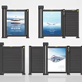 Black Advertising Barrier Gates With Various Billboard Displays And Modern Stripe Design