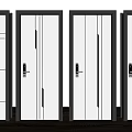 Modern Sleek Hinged Doors With White Panels Black Frames And Metal Handles 3d model