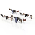 Clothesline with Hanging Shirts Pants Towels Socks and Linen Items