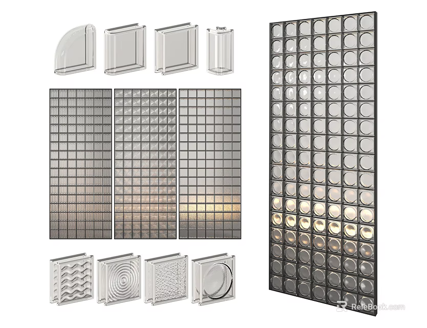Modern Room Dividers With Grid Curved And Patterned Panel Designs 3d model 