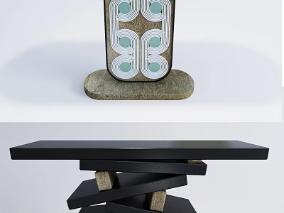 Modern Console Table Design With Layered Black Base And Decorative Top 3d model