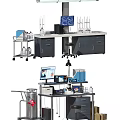 Efficient Functional Workbench With Lab Equipment Storage Cabinets And Monitor Shelves
