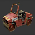 Red Road Roller With Double Drums Operator Seat And NCC APEX Features 3d model