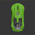 Green Sports Car With Modern Aerodynamic Design And Orange Alloy Wheels