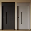 Modern Security Door With Black And Light Gray Design Electronic Lock And Long Handle 3d model