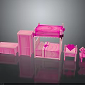 Cute Pink Bedroom Furniture Set With Bed Wardrobe Bench Dresser And Clothes Rack