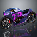 BMW Custom Motorcycle Purple Blue Design With 72 Black Prince And Gold Accent Wheels