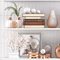 Stylish Decorative Ornament Set With Shelves Books Vases Lamps And Plants