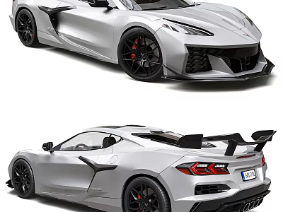 Silver Sports Car With Aerodynamic Design And Red Brake Calipers 3d model