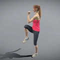 Woman In Pink Tank Top Doing Single Leg Exercise With Sneakers On Grey Background