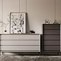 Light And Dark Dressers In Modern Interior With Framed Art Decorative Items Potted Plant