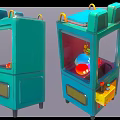 Blue Claw Crane Machines With Transparent Windows And Colorful Toys Inside