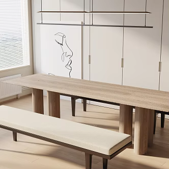 Modern Dining Table and Chair Combination Dining Table Combination 3d model