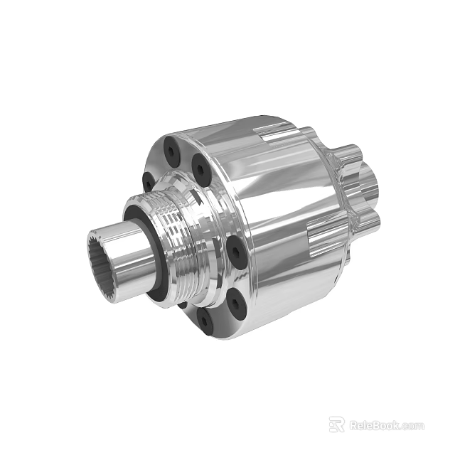 Shiny Silver Mechanical Coupling Component For Industrial Machinery With Threaded Ends And Holes 3d model 
