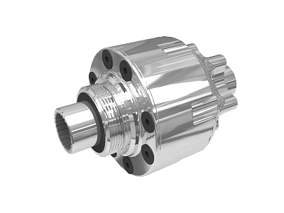 Shiny Silver Mechanical Coupling Component For Industrial Machinery With Threaded Ends And Holes 3d model