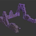 Ancient Stone Architectural Ruins Featuring Arch And Broken Walls Structure 3d model