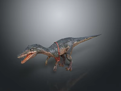Realistic Velociraptor Dinosaur Model With Open Mouth Detailed Skin And Standing Pose 3d model
