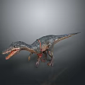 Realistic Velociraptor Dinosaur Model With Open Mouth Detailed Skin And Standing Pose