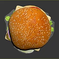 Delicious Fresh Hamburger With Sesame Seed Bun Tomato Red Onion Lettuce Cheese And Beef Patty