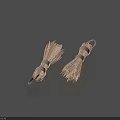 Two Bundled Metal Wire Brushes for Kitchen Cleaning on Blue Background