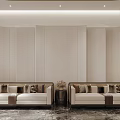 Modern Double Sofa with Decorative Pillows and Side Tables in Living Room Interior