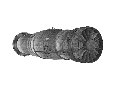 Large Industrial Turbine Engine Detailed Mechanical Structure With Turbine Blades 3d model