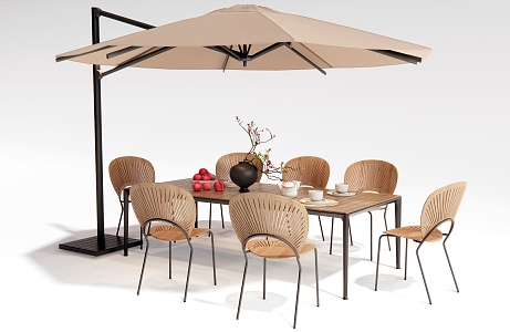 Modern Outdoor Table and Chair Dining Table and Chair Sunshade 3d model