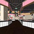 Modern Supermarket Interior With Meat Display Counters And Digital Signage