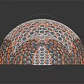 Decorative Spherical Objects With Honeycomb Texture And Metallic Copper Accents On Reflective Surface 3d model