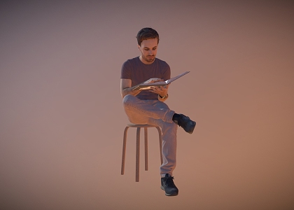 Seat Chair Man Reading Man 3d model