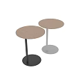 Modern Round Dining Tables With White And Black Bases And Light Wooden Tops