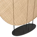 Modern Room Divider With Woven Rattan Oval Panels And Layered Design