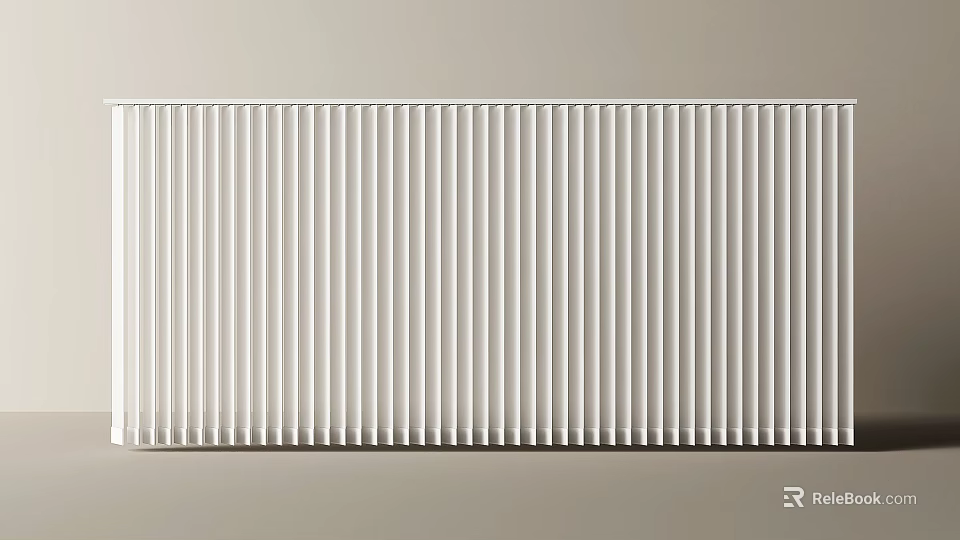 White Vertical Striped Window Curtain Design For Modern Home Interior 3d model