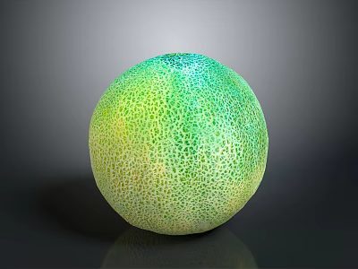 Juicy Ripe Green Yellow Netted Texture Melon on Smooth Black Surface for Daily Use 3d model
